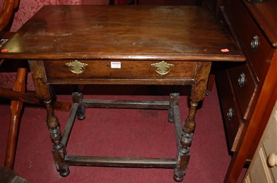 Lot 1290 - An antique walnut and joined oak single drawer...