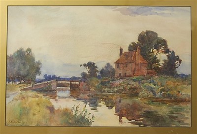 Lot 1009 - J Horton Snell - The Lock Gate, watercolour...