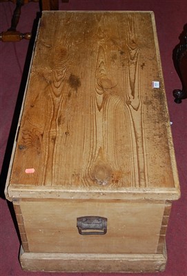 Lot 1421 - A circa 1900 pine hinged top tool chest,...