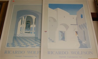 Lot 1014 - Ricardo Wolfson - pair framed poster prints...