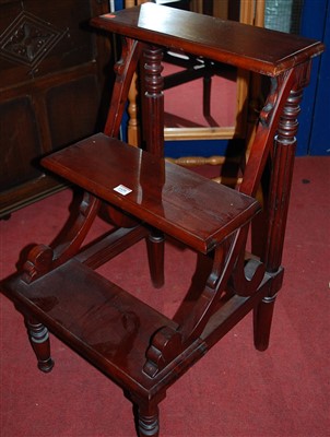 Lot 1438 - A contemporary hardwood set of library steps,...