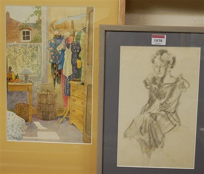 Lot 1038 - Annie Wiliams - Laura's Room, watercolour,...