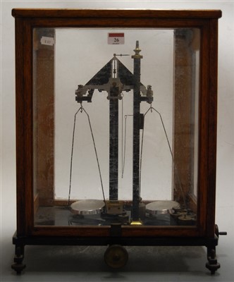 Lot 26 - A set of laboratory scales and weights in...