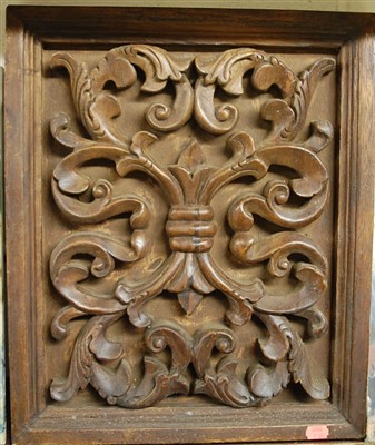 Lot 1060 - Continental softwood relief carved panel, 46x39cm