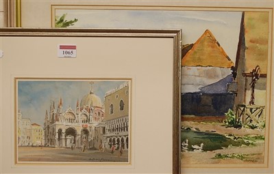 Lot 1065 - Anthony Fleming - Piazza scene, watercolour,...