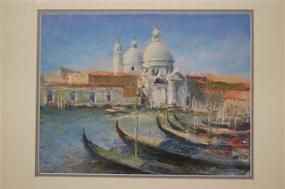 Lot 1066 - Contemporary school - Venetian scene, pastel,...