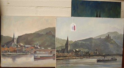 Lot 1068 - David Griffin - Mosel in Germany, pair, oil on...