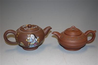 Lot 62 - A Yixing style teapot and cover, of flattened...