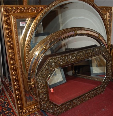 Lot 1092 - Modern gilt framed and bevelled rectangular...