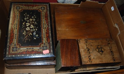 Lot 82 - A Victorian faux rosewood and painted writing...
