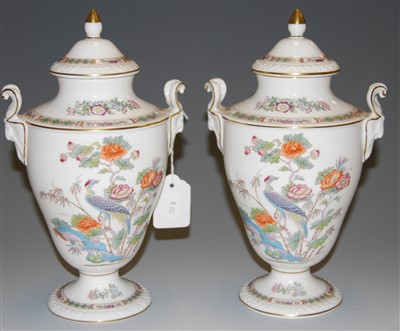 Lot 168 - Pair of Wedgwood bone china pedestal vases and...