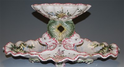 Lot 183 - A continental faience table centrepiece...
