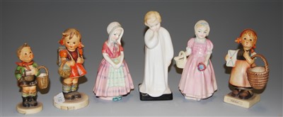 Lot 187 - Three Hummel figures together with three small...