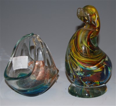 Lot 201 - A Venetian glass duck ornament, together with...