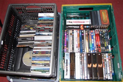 Lot 143 - Three boxes of miscellaneous CDs and DVDs, to...