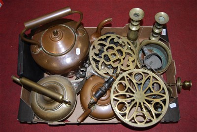 Lot 151 - A box of miscellaneous metalware, to include...