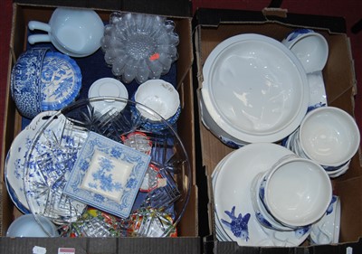 Lot 161 - Four boxes of miscellaneous china and glass,...