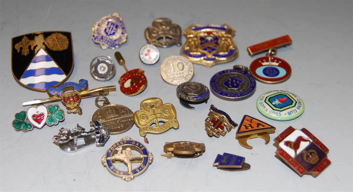 Lot 423 - A small collection of assorted lapel badges,...