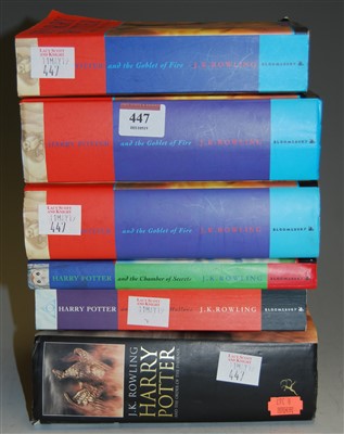 Lot 447 - Six Harry Potter volumes, to include 3x Goblet...