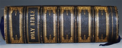 Lot 457 - A Victorian family Bible, in fine full Morocco...
