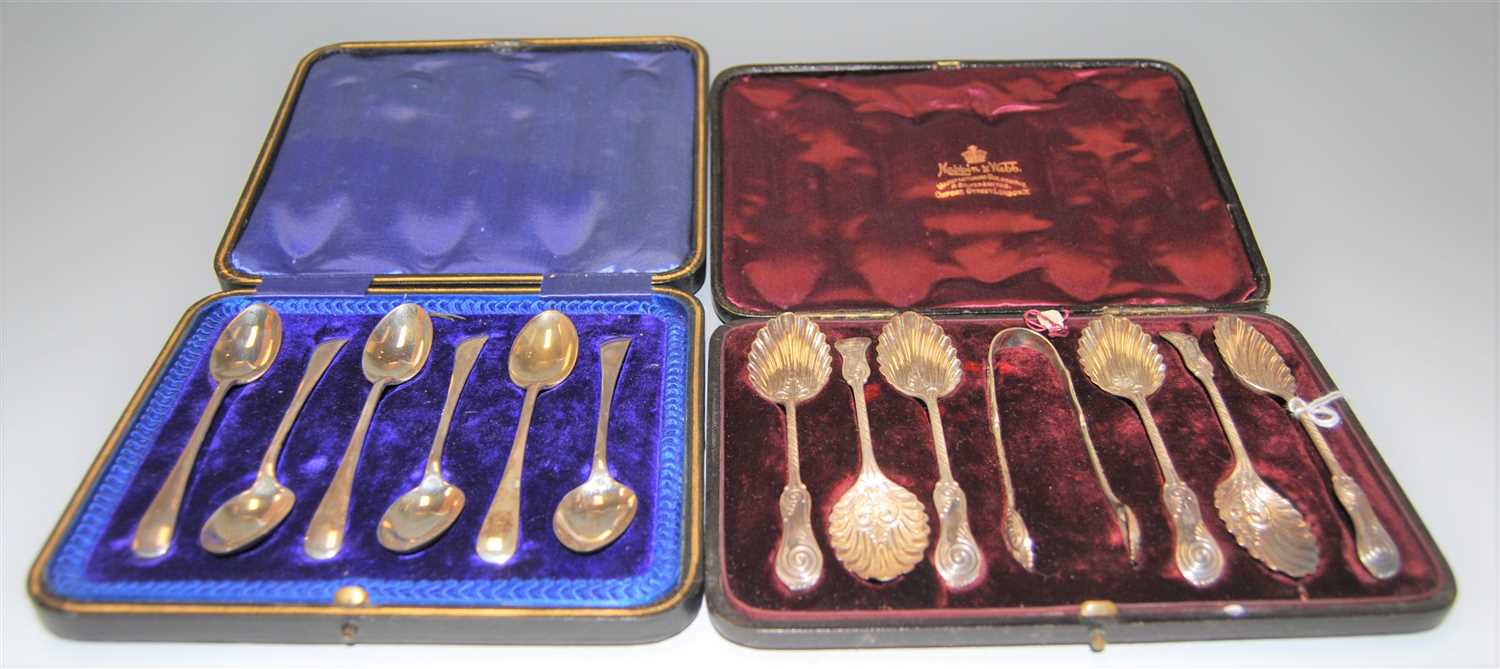 Lot 294 - A cased set of six circa 1900 silver teaspoons...