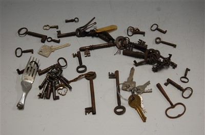 Lot 384 - A collection of 19th century and later iron keys
