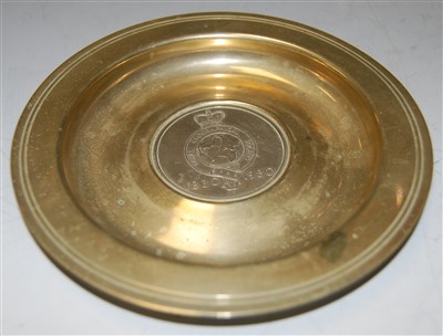 Lot 389 - A white metal shallow dish with inset coin to...