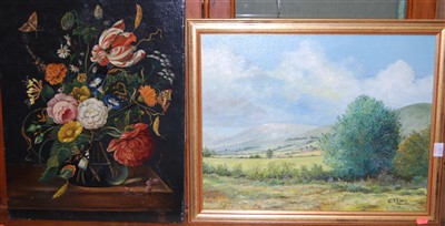 Lot 1091 - L. M. Widmer - Still life with flowers in a...