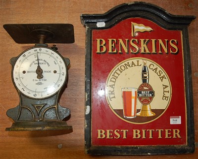 Lot 544 - An enamel advertising sign for Benskins Best...