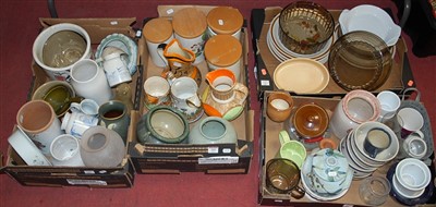 Lot 555 - Four boxes of mixed ceramics, glassware etc,...