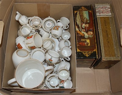 Lot 573 - A collection of mixed crested cabinet china,...