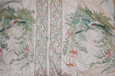 Lot 589 - Two pairs of large floral printed and lined...