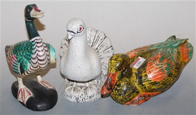 Lot 120 - A painted softwood decoy duck; together with...