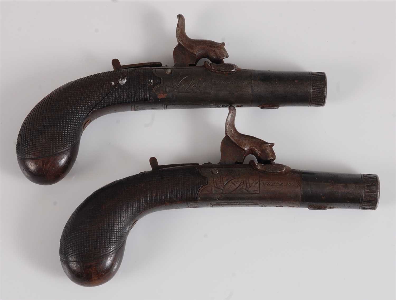 Lot 78 - A pair of 19th century percussion box lock pocket pistols