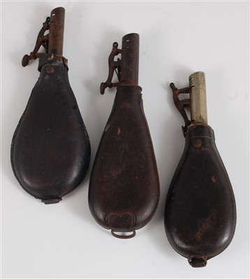 Lot 41 - A 19th century leather shot flask