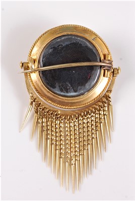 Lot 1236 - A Victorian Etruscan revival fringe brooch,...