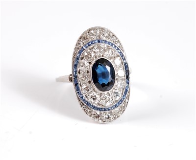 Lot 1225 - An early 20th century oval sapphire and...