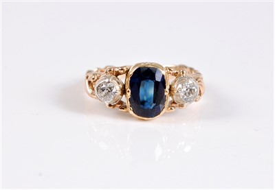 Lot 1227 - A late 19th century sapphire and diamond ring,...