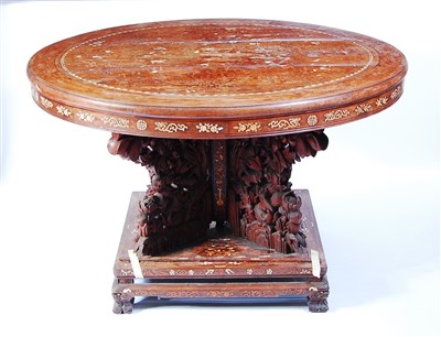 Lot 1417 - A mid-19th century Chinese rosewood marquetry...