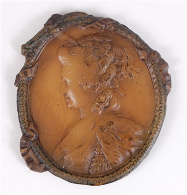 Lot 1400 - An early 19th century wax relief profile...
