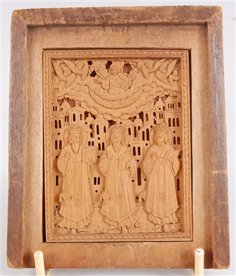 Lot 1352 - A continental well-carved softwood tablet,...