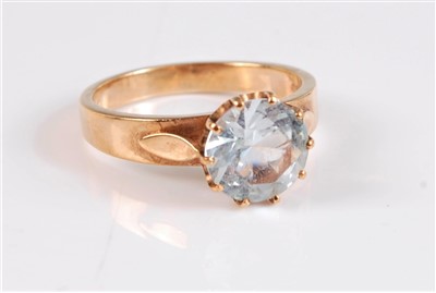 Lot 2590 - A 9ct topaz ring, the pale blue topaz approx....