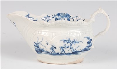 Lot 1087 - A Worcester porcelain press-moulded sauceboat,...