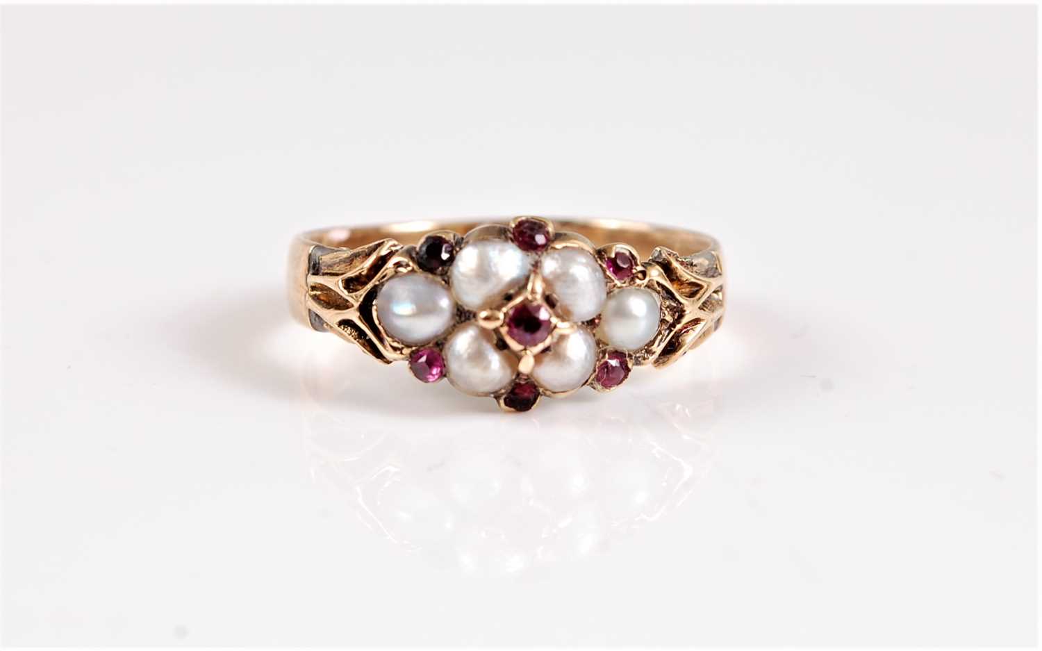 Lot 1283 - A mid-late 19th century split pearl and ruby...
