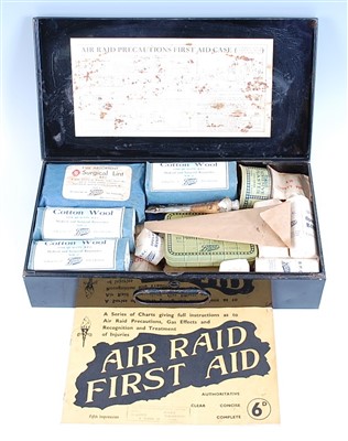 Lot 20 - A WW II A.R.P. Home first aid case, with original contents.