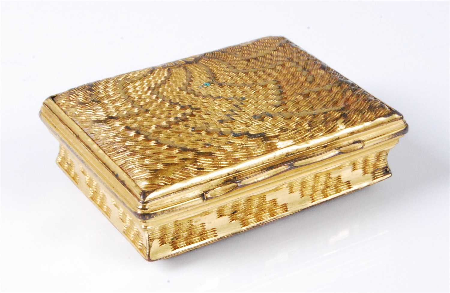 Lot 1372 - A George III gilt metal snuff-box, of waisted...