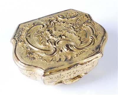Lot 1375 - A mid-18th century Rococo gilt metal snuff-box,...