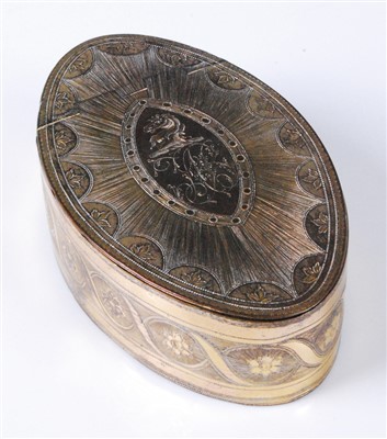 Lot 1376 - A George III gilt metal oval snuff-box, the...
