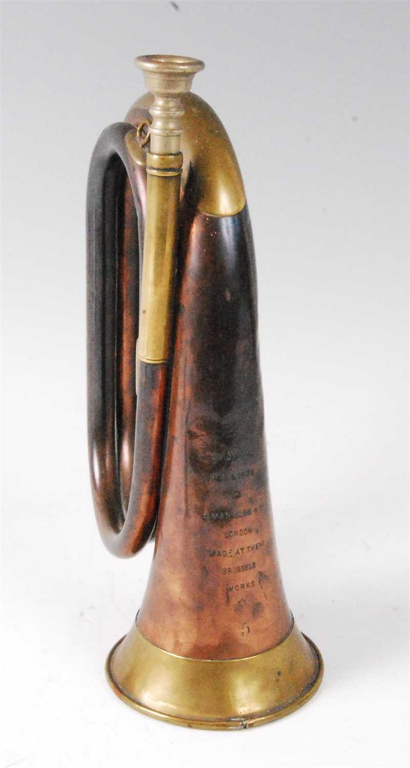 Lot 288 - A late 19th century copper and brass bugle