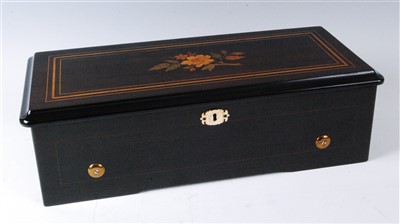 Lot 1406 - A Swiss rosewood and marquetry inlaid cased...